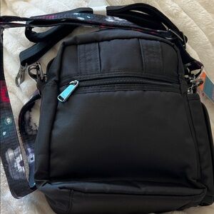 Lug Black Messenger Bag with Multicolor Strap